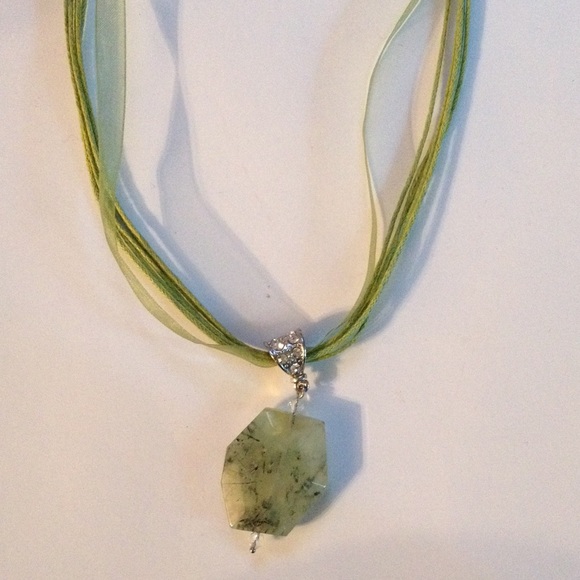 Beautiful stone, cord, and CZ necklace