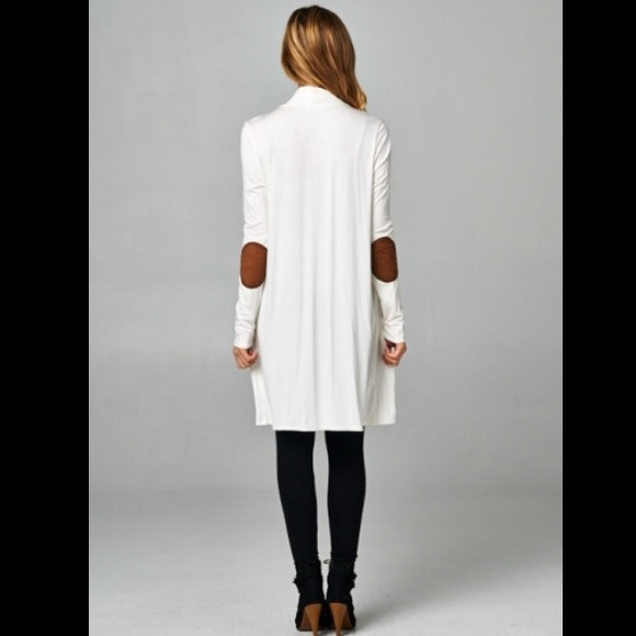 🇺🇸Ivory Patch Elbow Open Cardigan - Picture 3 of 4