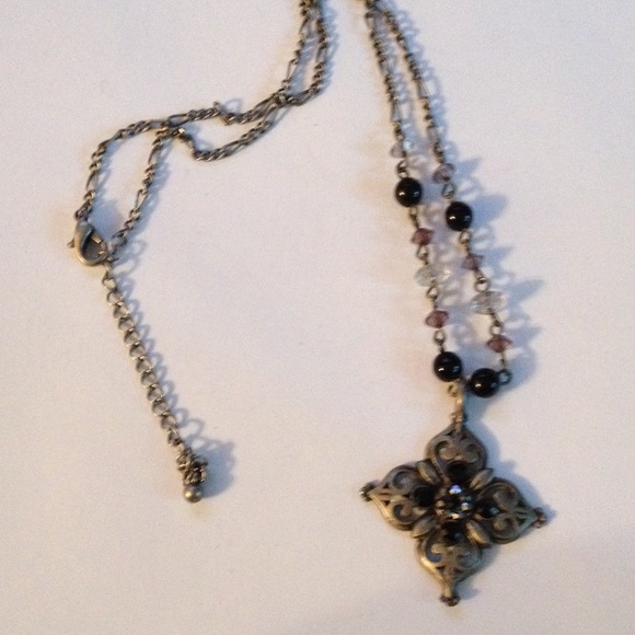 Silver and stone necklace