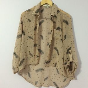 TAN FEATHER BLOUSE SIZE M