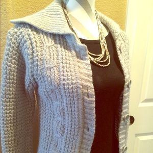 CABI grey button front sweater