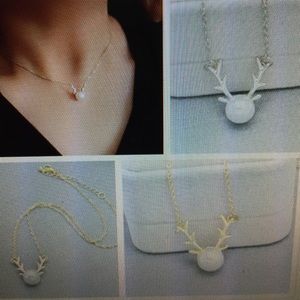 silver Pearl deer necklace