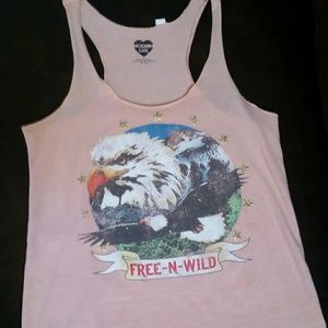 Peach Loose tank with eagle 4th of July Tee