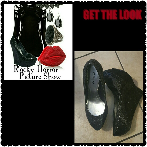 SOLD***Nwot Bebe Omega Glitter Wedge