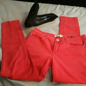 Kardashian red skinny jeans