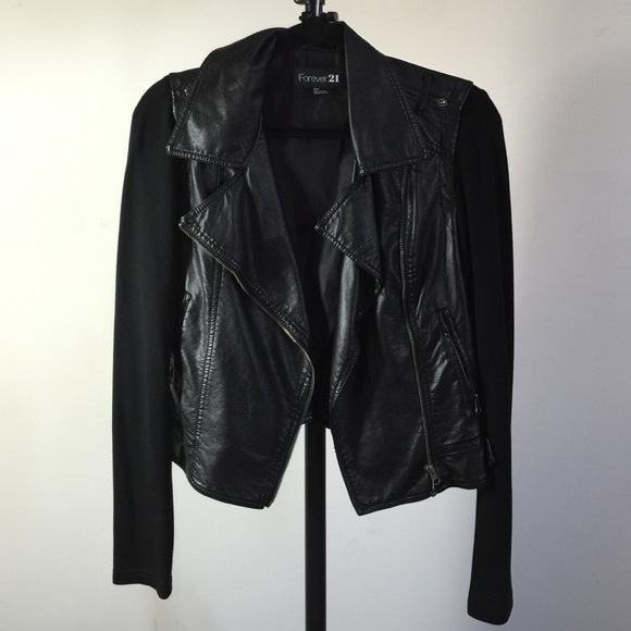 Forever 21 Jackets & Blazers - Forever 21 asymmetrical black leather jacket (PU)