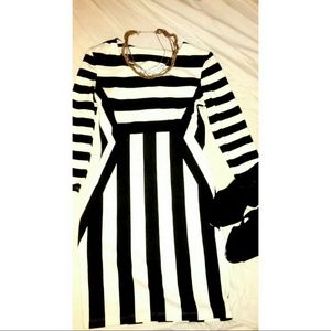 Black & White Contrast Bodycon Dress
