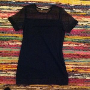 Black Contrast Sheer Mesh Shift Dress