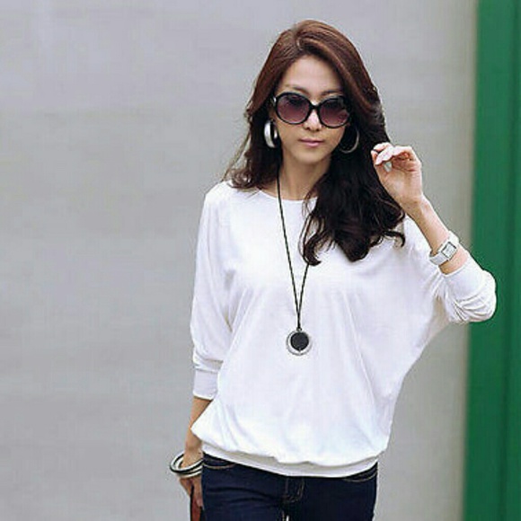 WAS $20 -White Batwing Shirt with See thru Sleeves