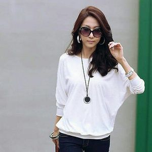 WAS $20 -White Batwing Shirt with See thru Sleeves