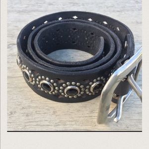 JoEd Jeweled &Studded Leather Belt Doamond cutout