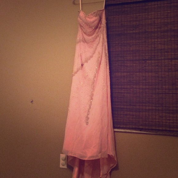 Pink chiffon and beadwork formal dress