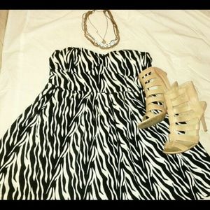 Strapless Zebra Print Dress
