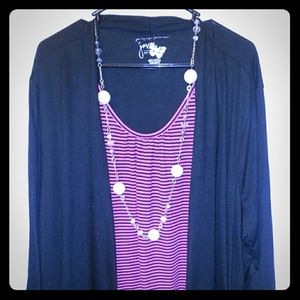 Long sleeve black and red blouse