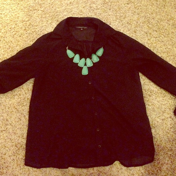 Black shear button up blouse