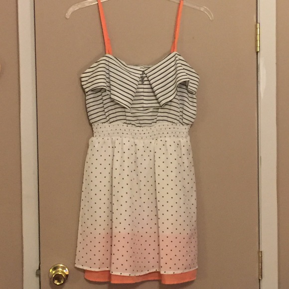 Cute women's polka dot and striped dress