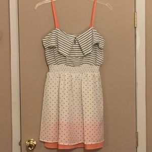 Cute women's polka dot and striped dress