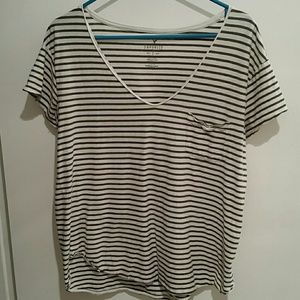 Green and white striped tee