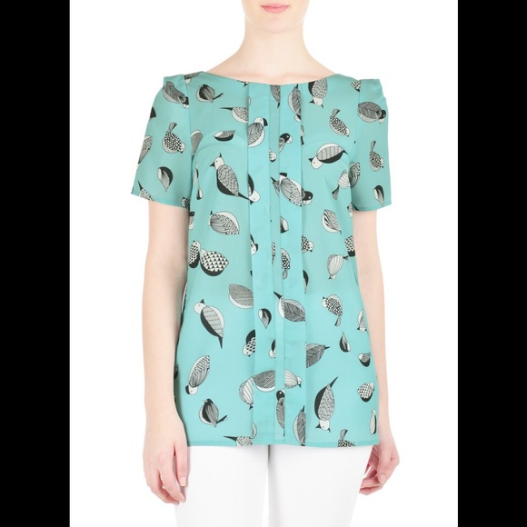 Eshakti Tops - New Eshakti Bird Print Crepe Blouse Size 8