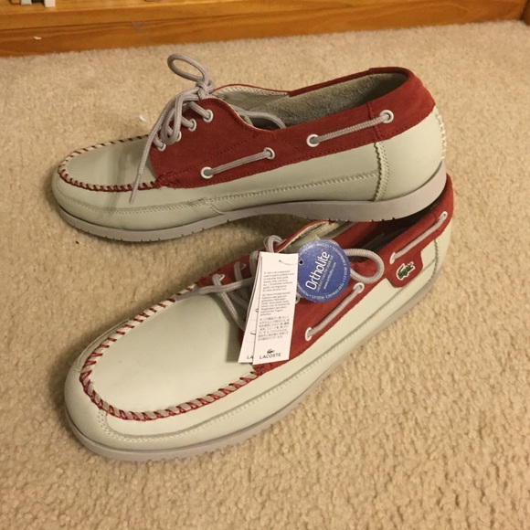 Lacoste Boat Shoes (Red & Off White)