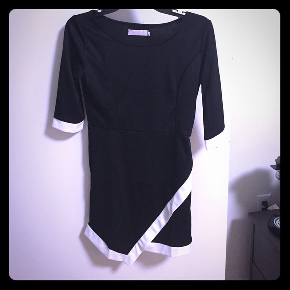 Asymmetrical black and white dress