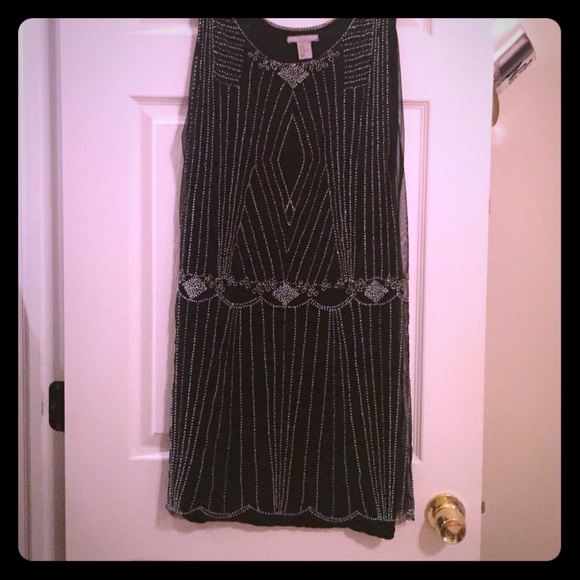 Beautiful dress black with white pearls