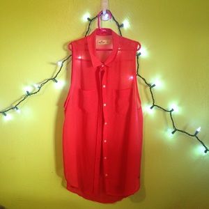 Coral Hollister Button Down 💗