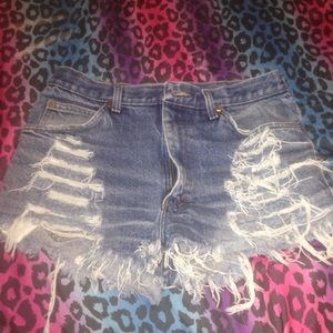 High wasted shorts , distressed