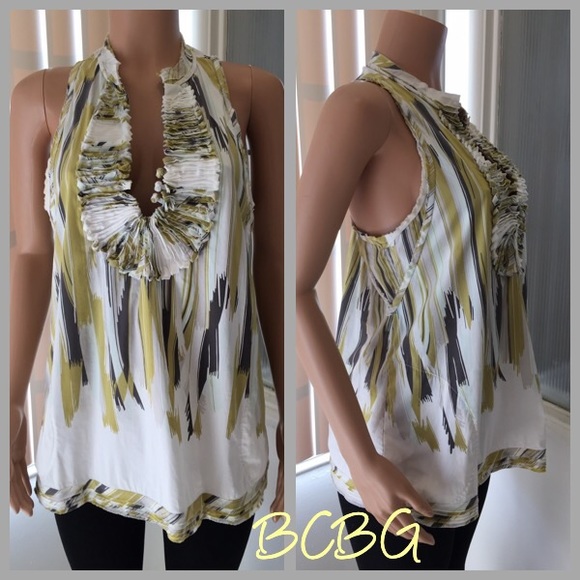BCBGMaxazria Racerback Raw Edge Appliqué Top