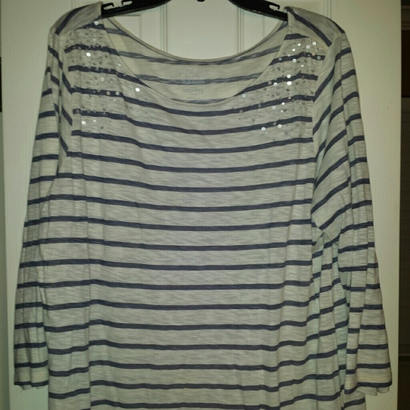 Sequined stripped 3/4 sleeve shirt - Picture 1 of 1
