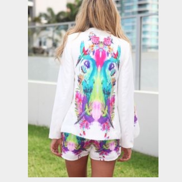 Sabo skirt blazer floral bird pattern