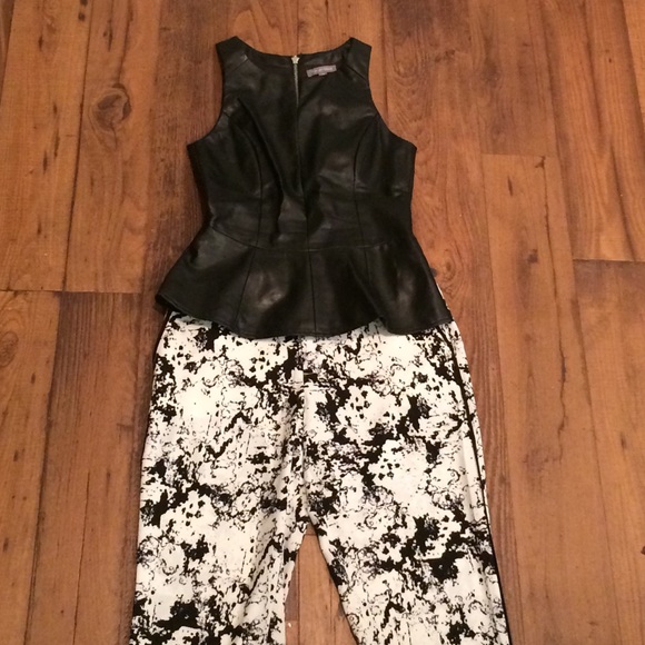 Tinley Road vegan leather peplum top