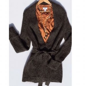 Express Mohair & Wool blend long belted cardigan