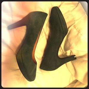 Dark green suede heels