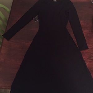 Black fit and flare long sleeve dress