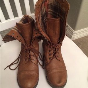 brown combat boots