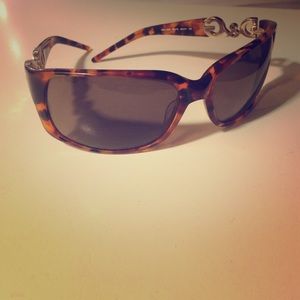 Dolce & Gabana tortoise and gold logo sunglasses