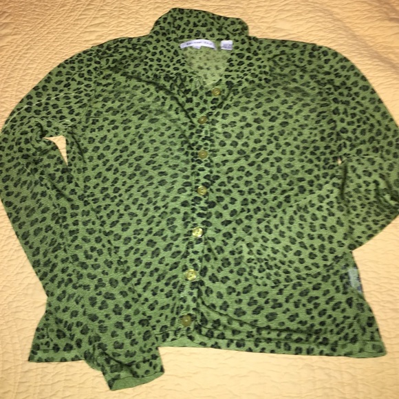 Ballinger•Gold green leopard design sweater/C