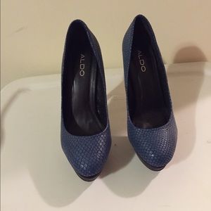 Blue Aldo Platform Heels