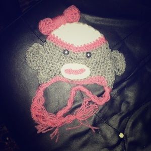 Crocheted Sock Monkey Hat-Infant size