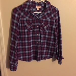 Purple and blue plaid button down