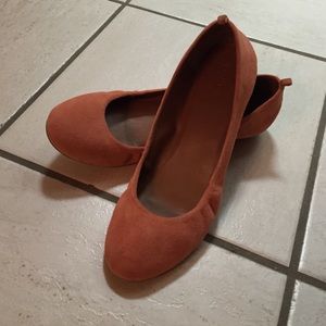 J.Crew Anya coral suede ballet flats size 8