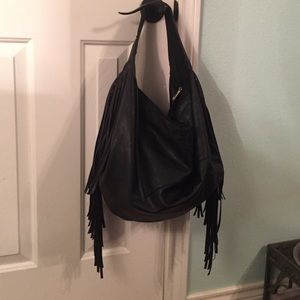 Black fringe purse large