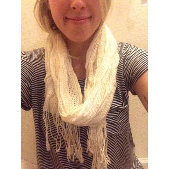 Cream colored scarf with gold strands!
