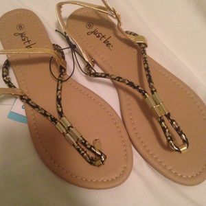 Black and gold sandals