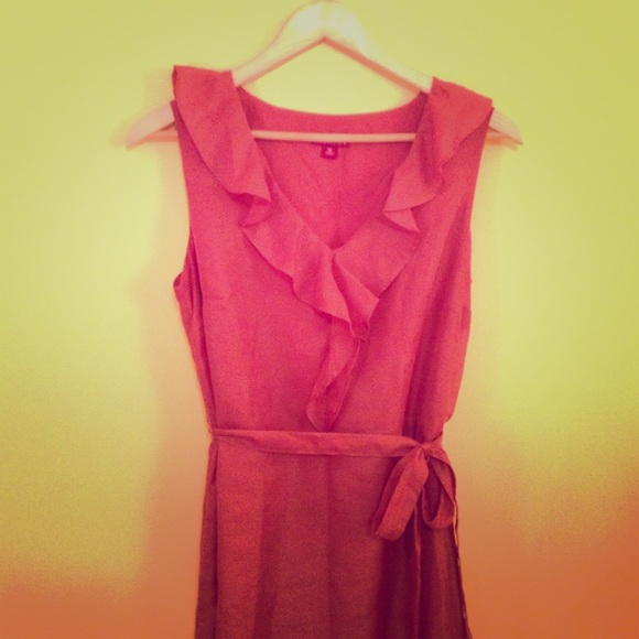 Orange Dress with Sash and Ruffle