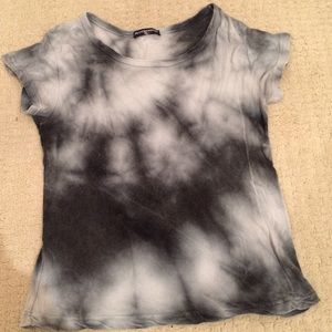 Black and white tye-dye crew neck