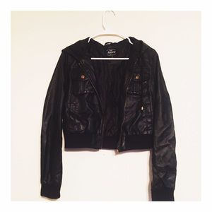 Leather Jacket with Hood