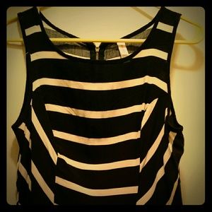 Black and pink striped peplum top