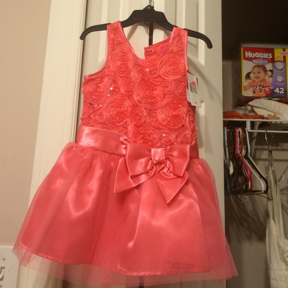 Coral pink toddler dress